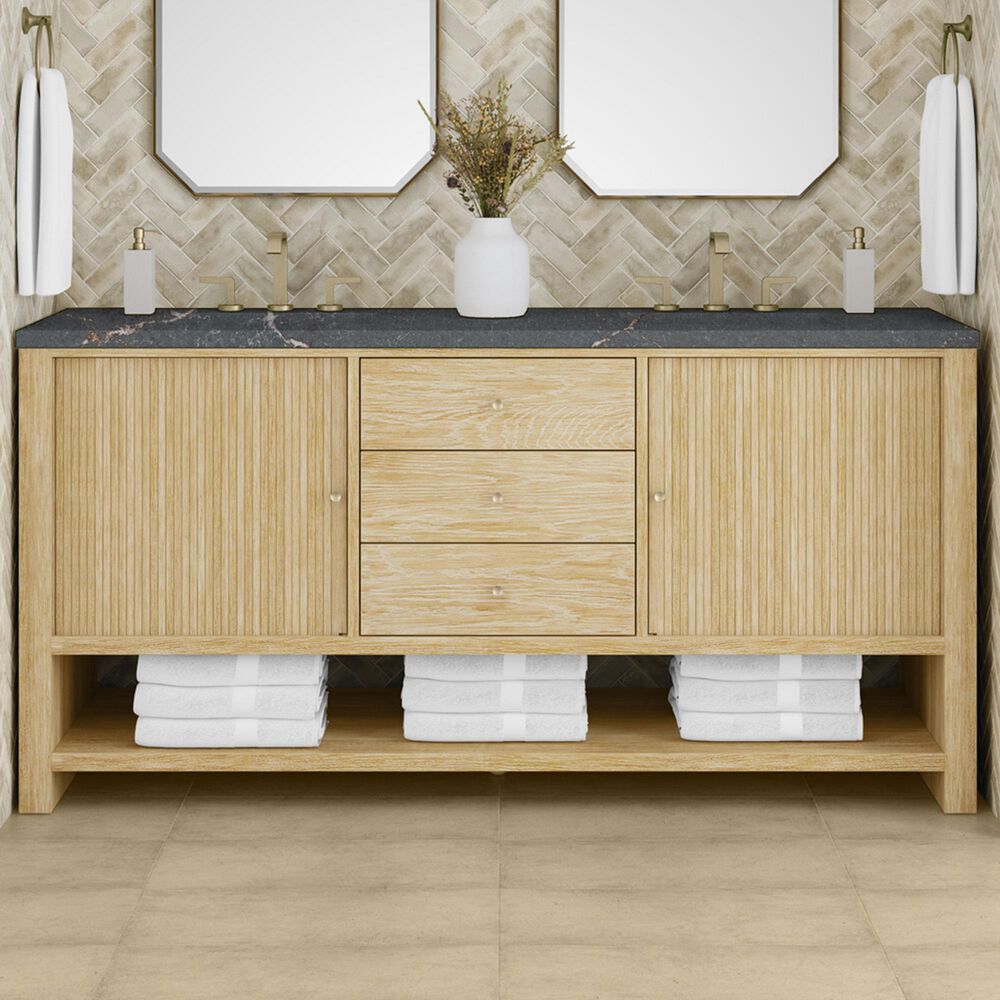 James Martin Vanities Marigot 72" Double Bathroom Vanity in Sunwashed Oak with 3 cm Parisien Bleu Quartz Top, Rectangular Sinks and FreePower Wireless Charger, , large