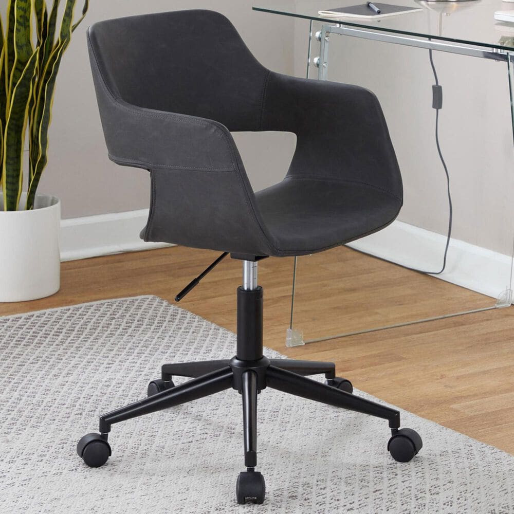 Lumisource Margarite Task Chair with Grey Faux Leather Cushion in Black, , large