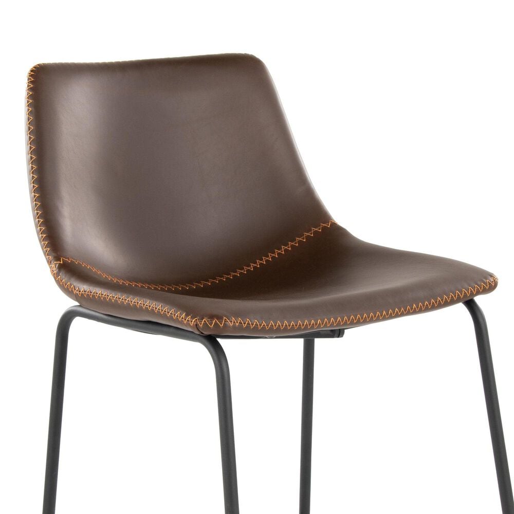 Lumisource Duke Fixed-Height Counter Stool with Espresso and Orange Cushion in Black, , large