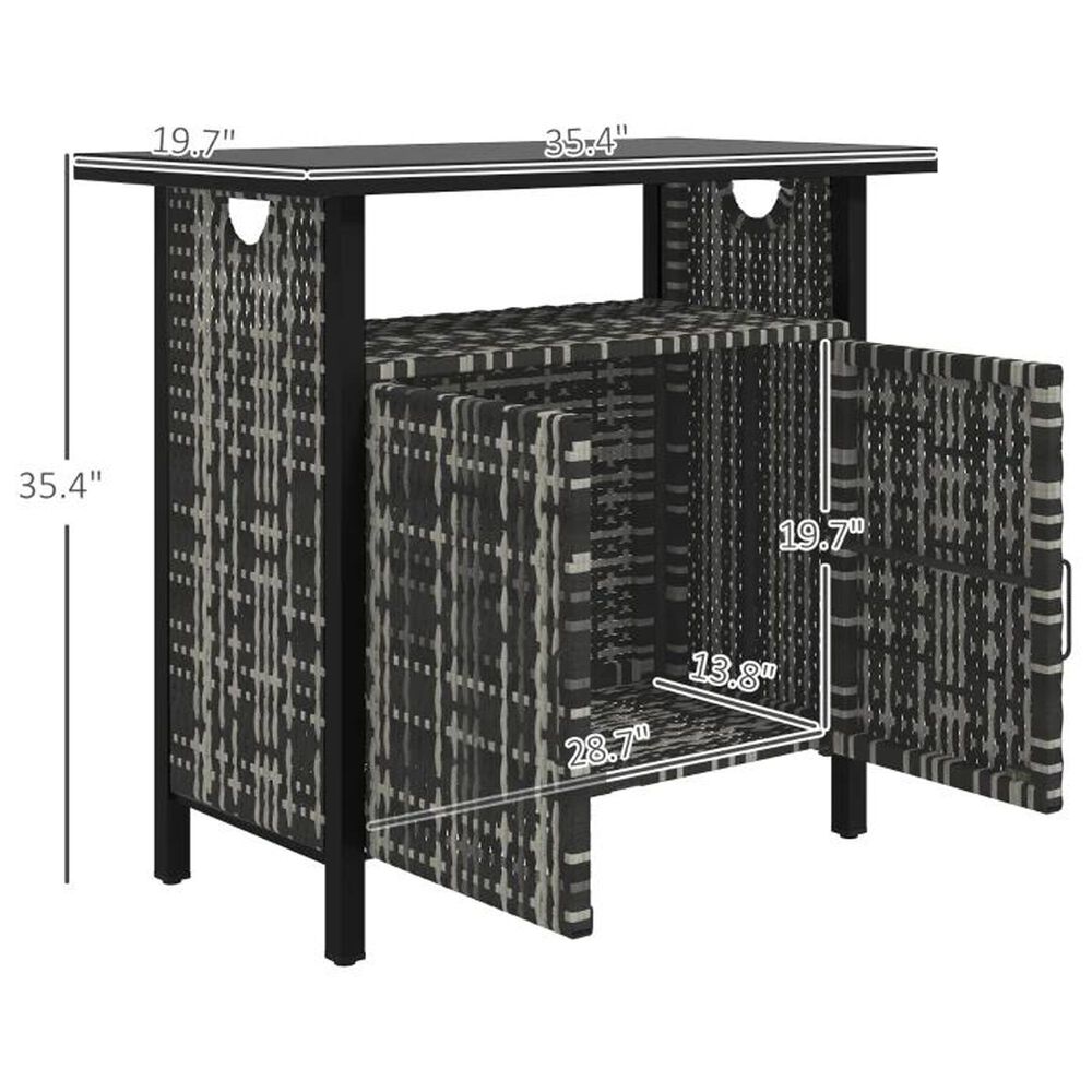 Hearth and Haven Patio Bar Table with Cabinet in Mixed Gray, , large