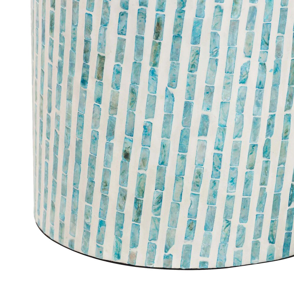Baxton Studio Draven End Table in White and Blue, , large
