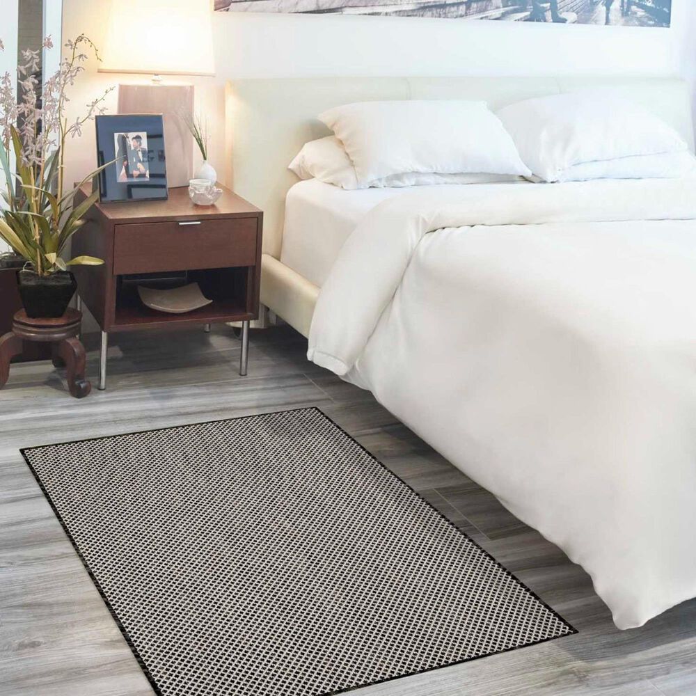 Nourison Courtyard Black and White 2&#39; x 3&#39; Indoor/Outdoor Area Rug, , large