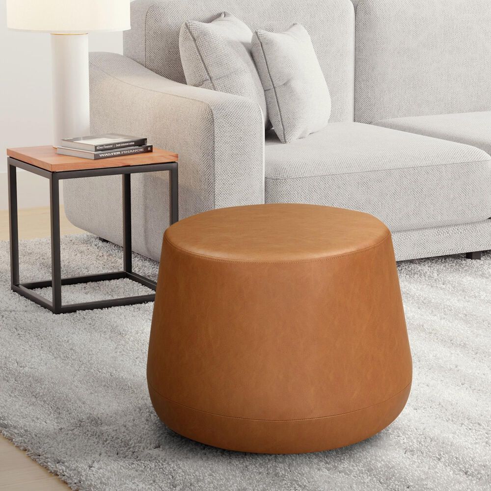 Lifestyle Solutions Grant Round Ottoman in Caramel, , large