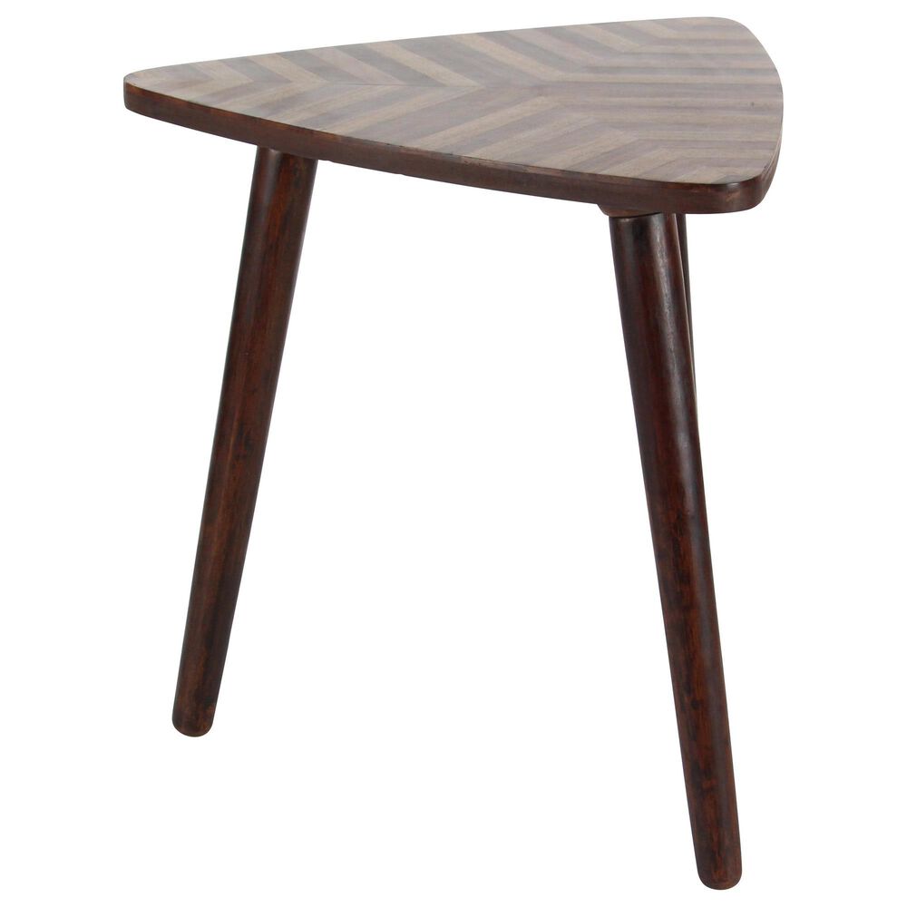 Maple and Jade Triangle End Table in Brown, , large