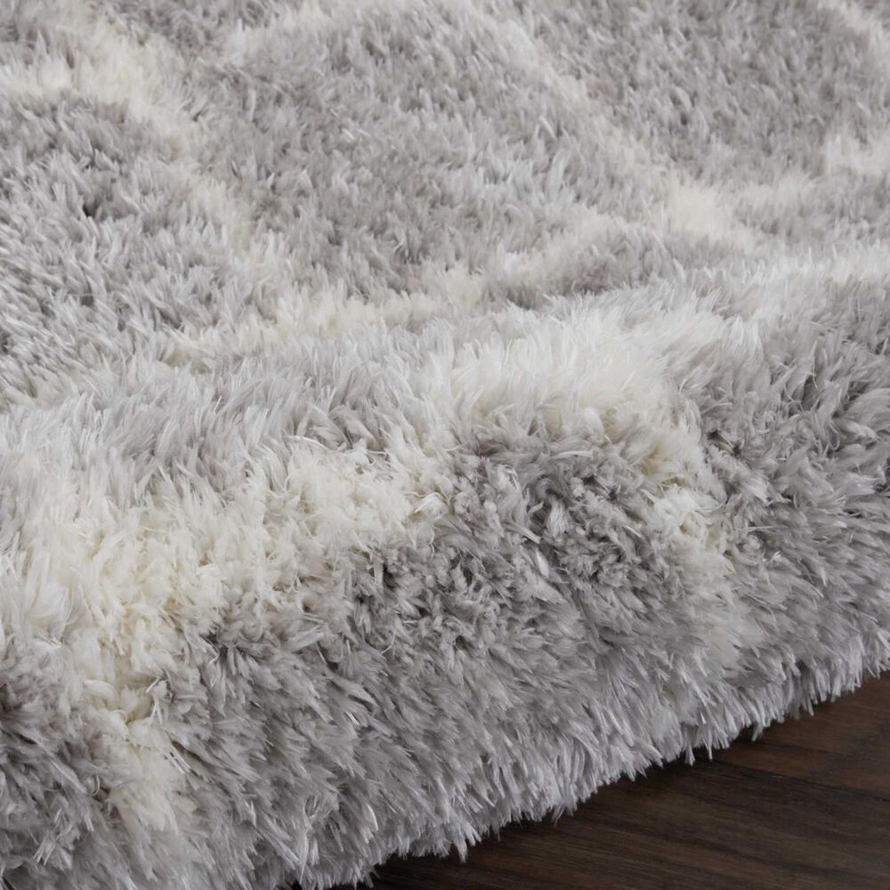 Nourison Luxe Shag LXS02 9&#39; x 12&#39; Grey and Ivory Area Rug, , large