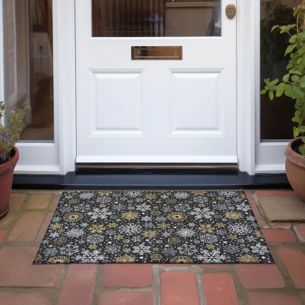Dalyn Rug Company Wonderland WN31 1&#39;8&quot; x 2&#39;6&quot; Black Indoor/Outdoor Area Rug, , large