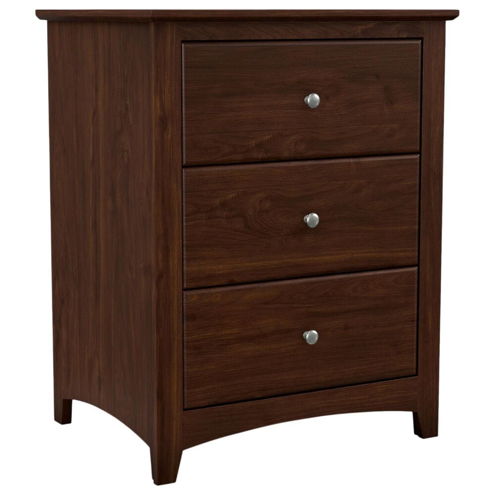 Archbold Furniture Shaker 3 Drawer Wide Nightstand in Brown Mahogany, , large