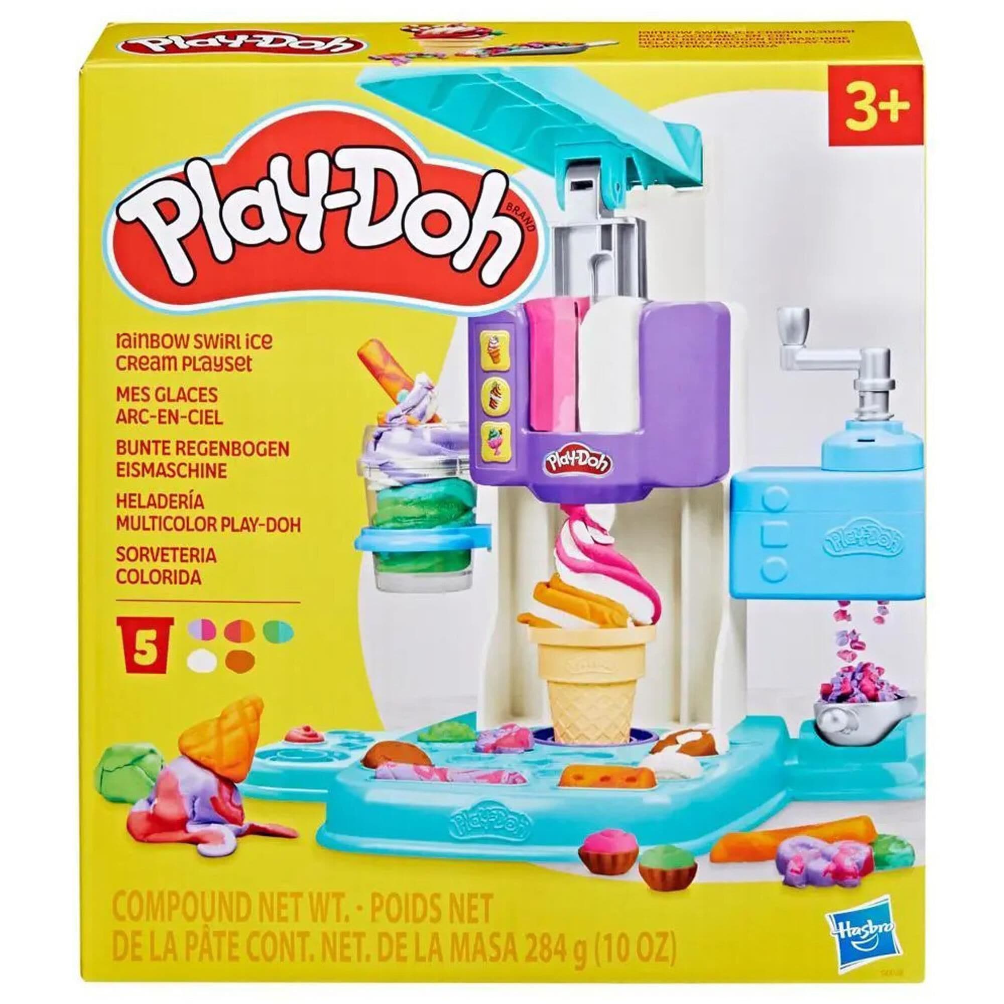 Hasbro PlayDoh 5 Can Modeling Compound with Rainbow Swirl Ice Cream Playset NFM