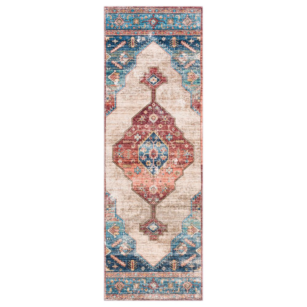 Surya Erin 2"6" x 7"6" Navy, Coral, Brick and Tan Runner, , large