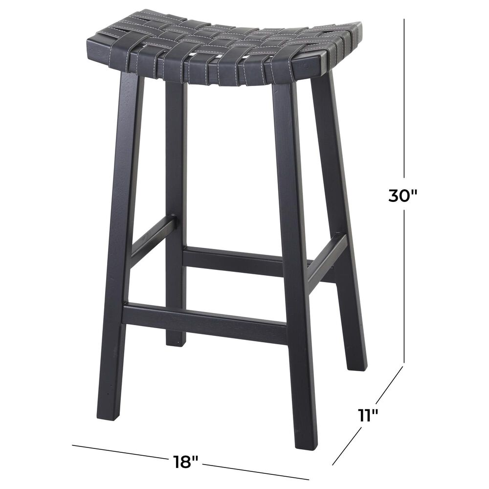 Maple and Jade Handmade Woven Kitchen Bar Stool in Matte Black, , large