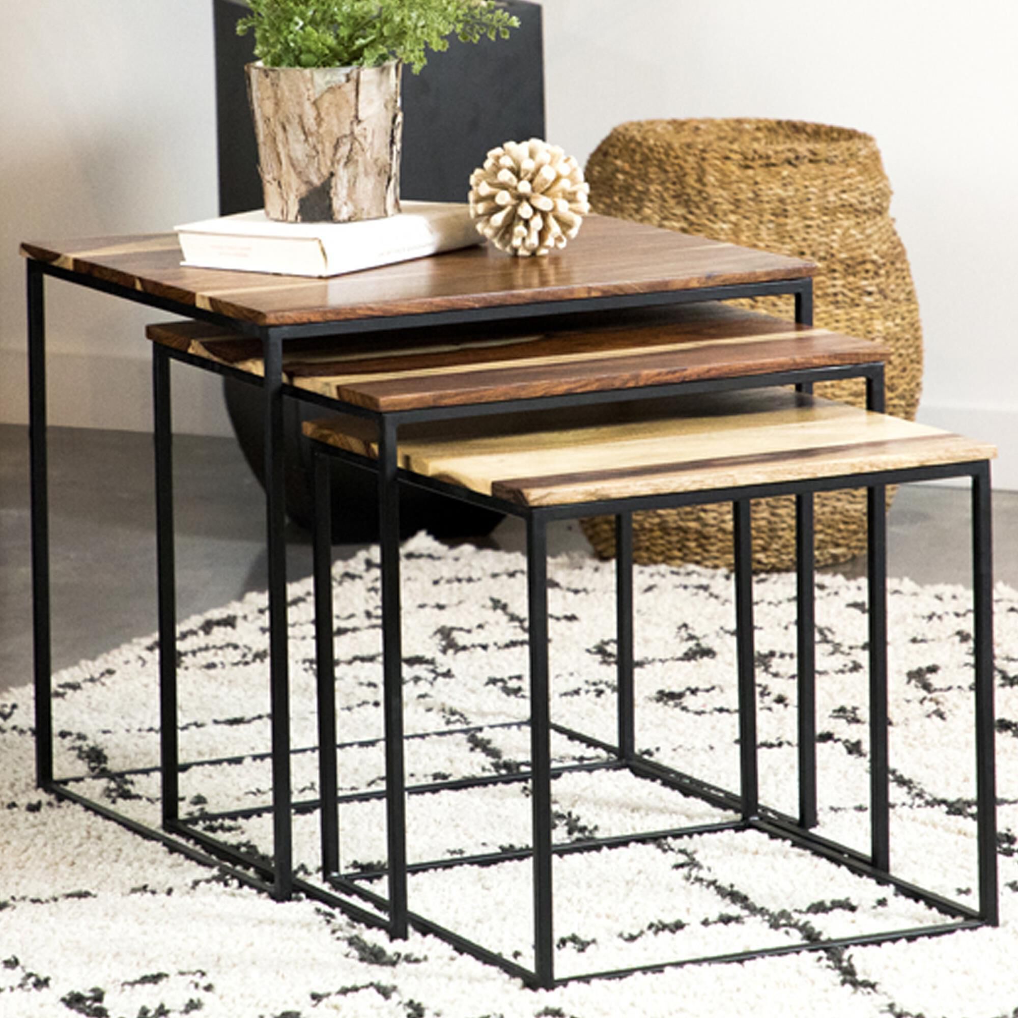 Natural wood nesting tables sale