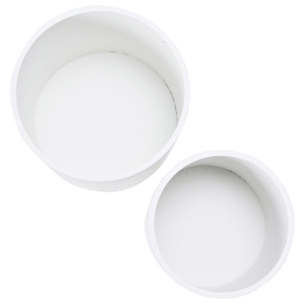 Creative Coop 2-Piece Modern Boho Embossed Metal Planter with Stand Set in White and Black, , large