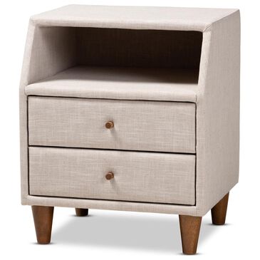 Baxton Studio Claverie 2 Drawer Nightstand in Beige, , large