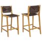 Hearth and Haven Outdoor Armless Barstool with Light Teak Frame in Dark Brown (Set of 2), , large