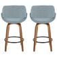 LumiSource Fabrico 26" Swivel Fixed-Height Counter Stool with Charcoal Fabric Upholstery in Black and Walnut (Set of 2), , large