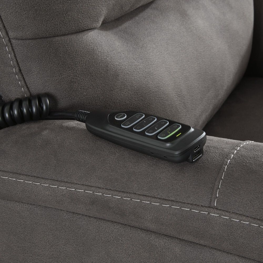 Ashley Snowfield Power Lift Recliner in Gunmetal, , large