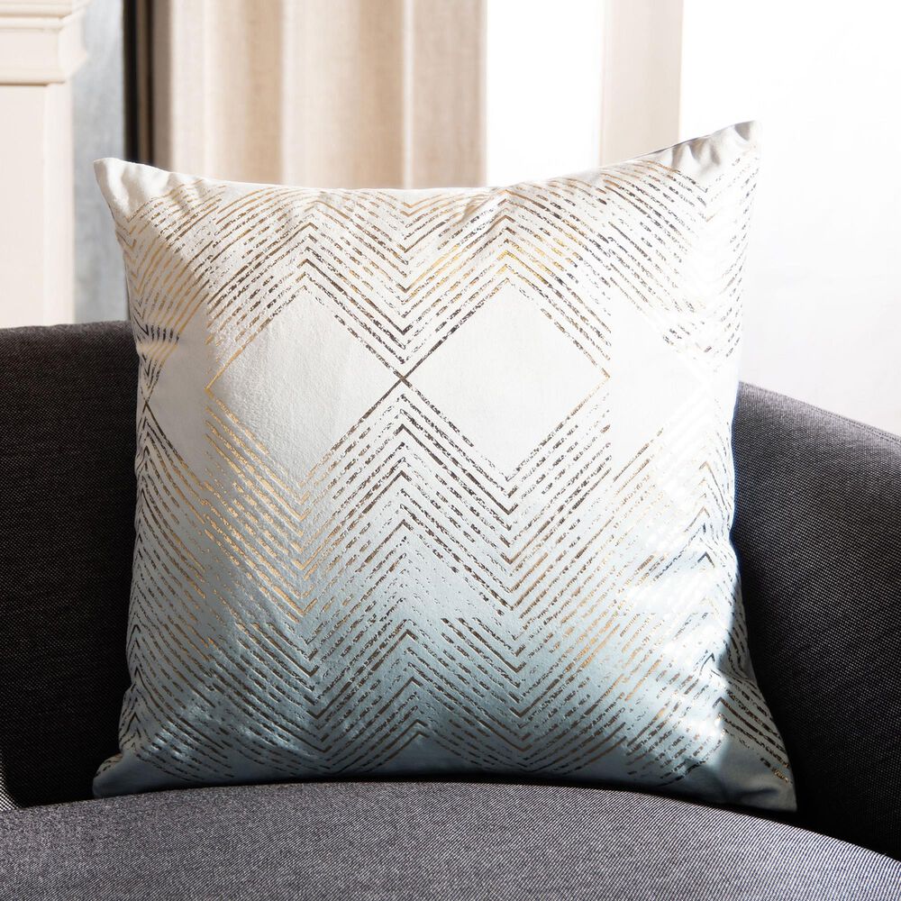 Safavieh Sarla 18&quot; Pillow in Seafoam and Gold, , large