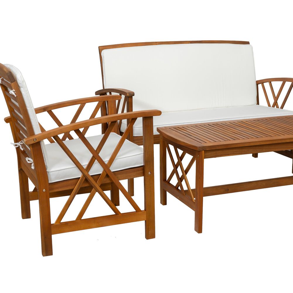 Linon Home Decor Jubil 4-Piece Outdoor Conversation Set in Brown, , large