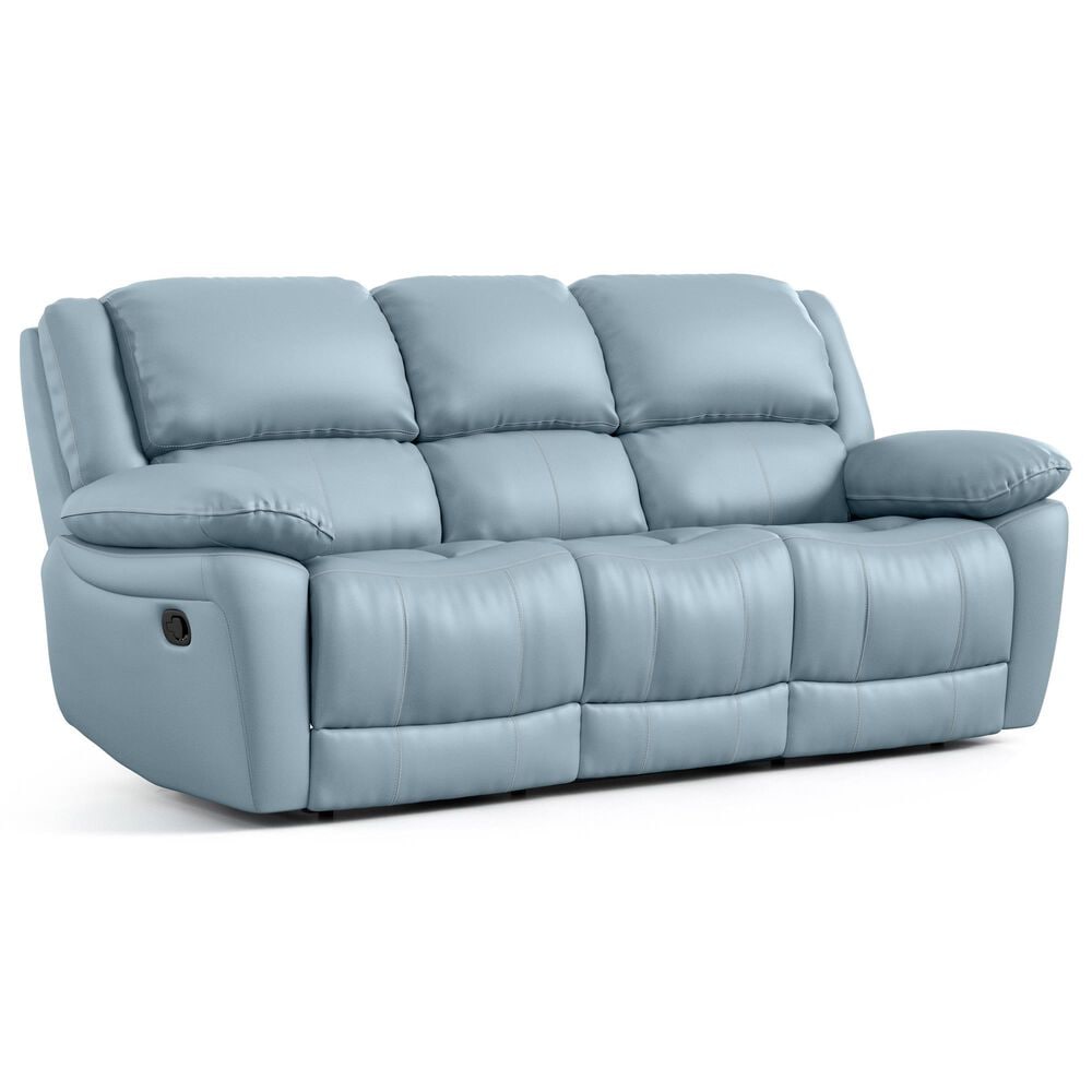 Furniture of America Glarus Manual Reclining Sofa in Powder Blue, , large