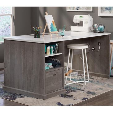 Sauder Craft Pro Work Table in Mystic Oak and White, , large