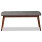 Baxton Studio Flora II Dining Bench with Dark Grey Cushion in Medium Oak, , large
