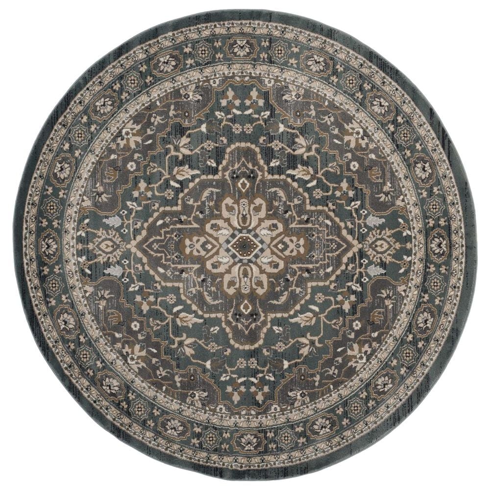 Safavieh Lyndhurst 7" Round Teal and Grey Area Rug, , large