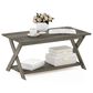 HOMLUX 1-Tier Simplistic Criss-Crossed Coffee Table in French Oak, , large