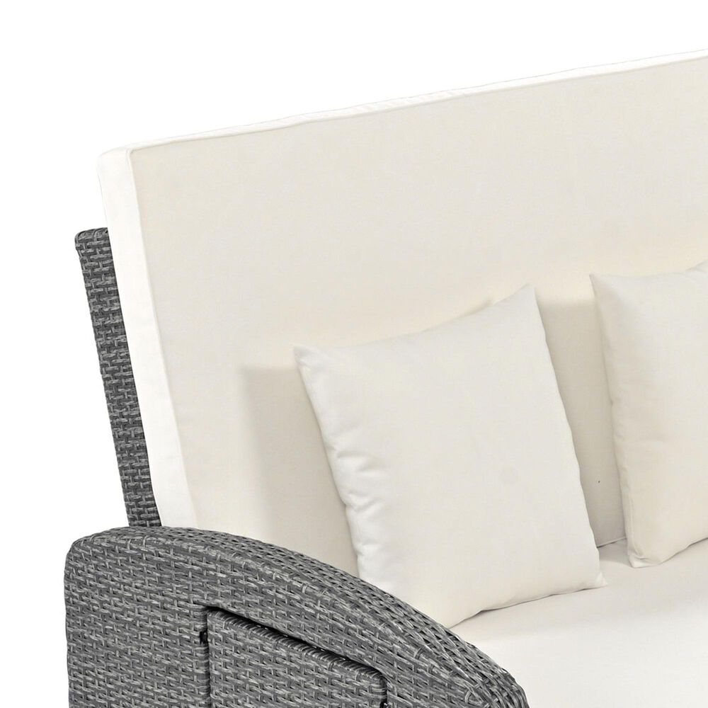 HOMLUX Wicker Rattan Double Chaise Lounge in White, , large