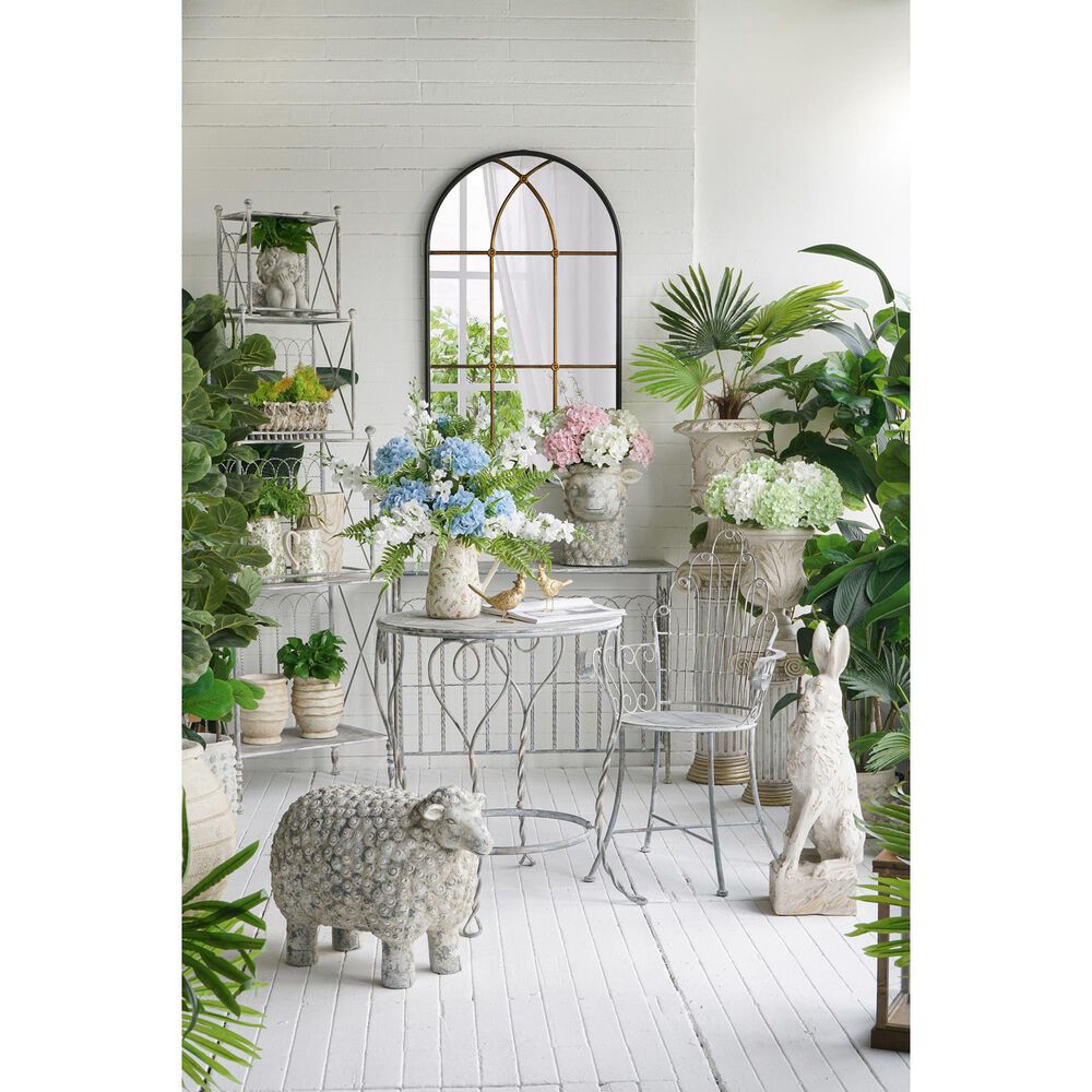 Hearth and Haven Outdoor Round Side Table with Heart Scroll Design in Gray, , large