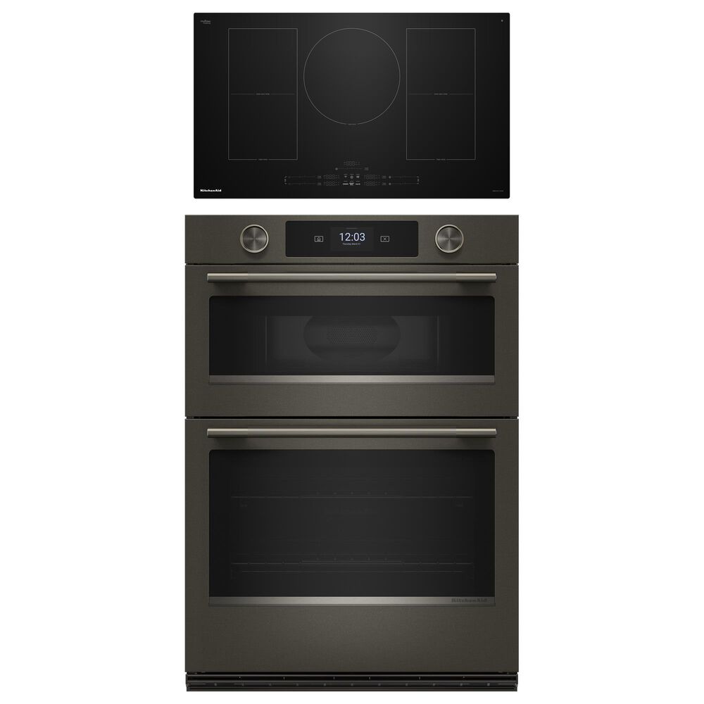 KitchenAid 2-Piece Kitchen Package with Black Ore 30" Smart Combination Wall Oven and Black 36" Induction Cooktop, , large