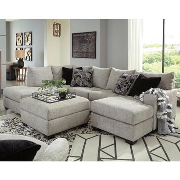 Signature Design by Ashley Megginson 3-Piece Right Facing U-Shaped Sectional with Sofa Chaise and Storage Ottoman in Storm, , large