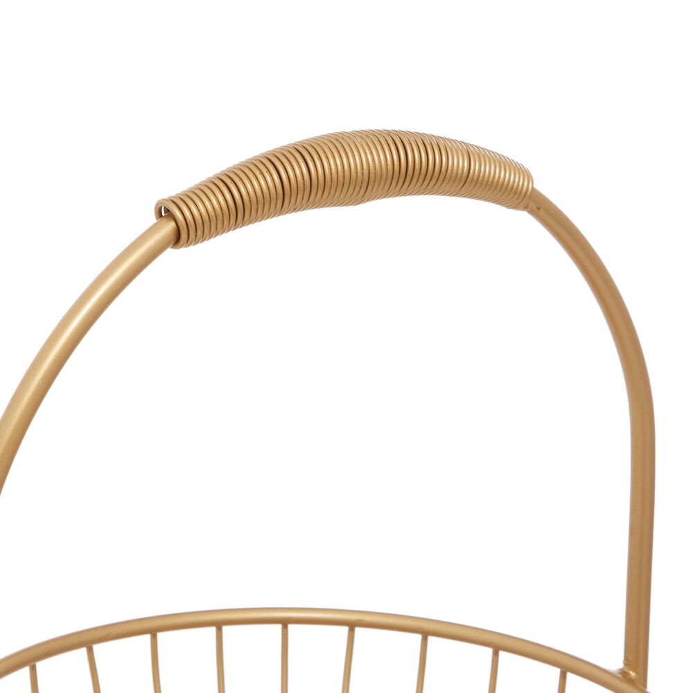 Maple and Jade 20&quot; Traditional Metal Storage Basket in Gold, , large