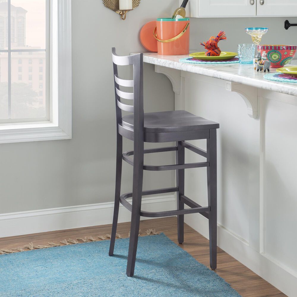 Linon Home Decor Blairmont Bar Stool in Deep Brown Stain, , large