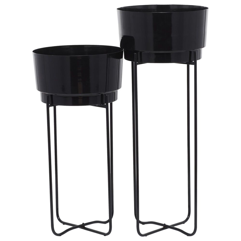 Maple and Jade 31" x 12" Modern Planter in Black (Set of 2), , large
