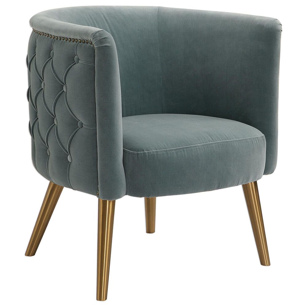 Uttermost Haider Accent Chair in Slate Blue Velvet, , large