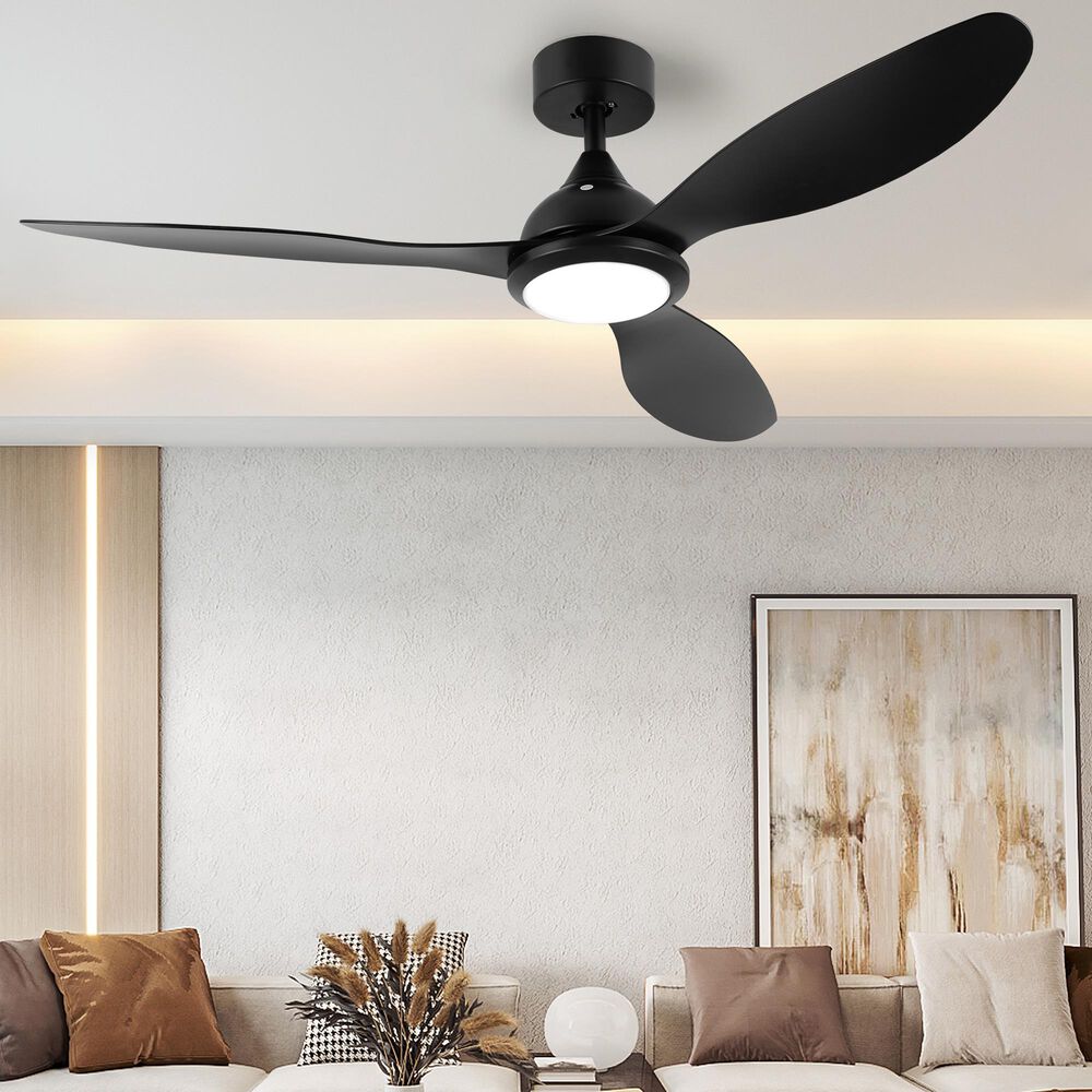 HOMLUX 52" Indoor Ceiling Fan with LED Light in Black, , large