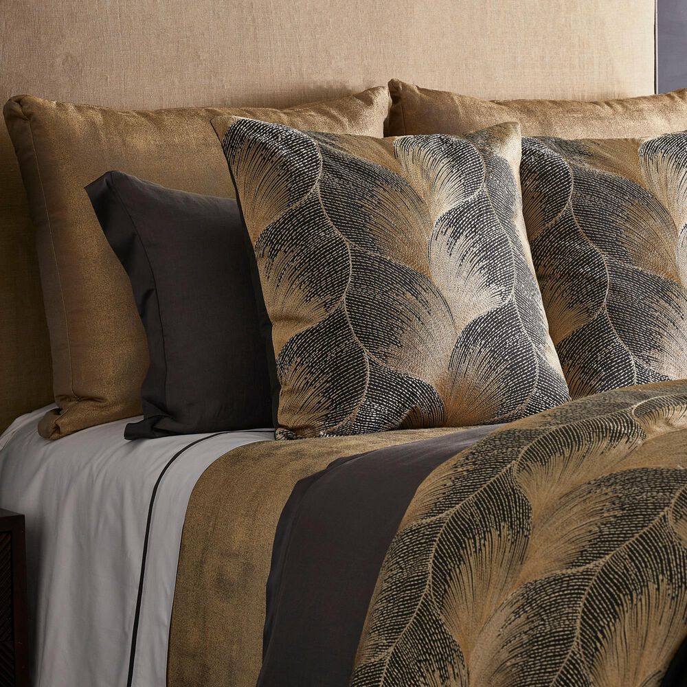 Ann Gish Fan Padded Throw in Umber and Gold, , large