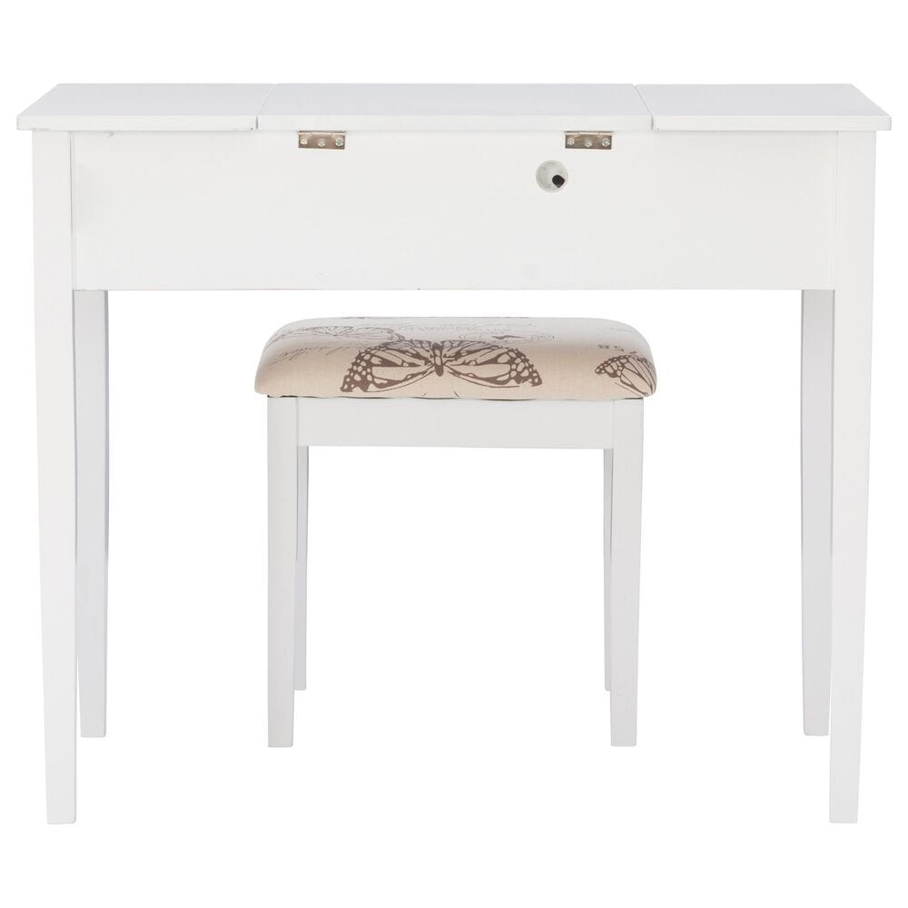 Linon Home Decor Virginia Vanity with Stool in White, , large