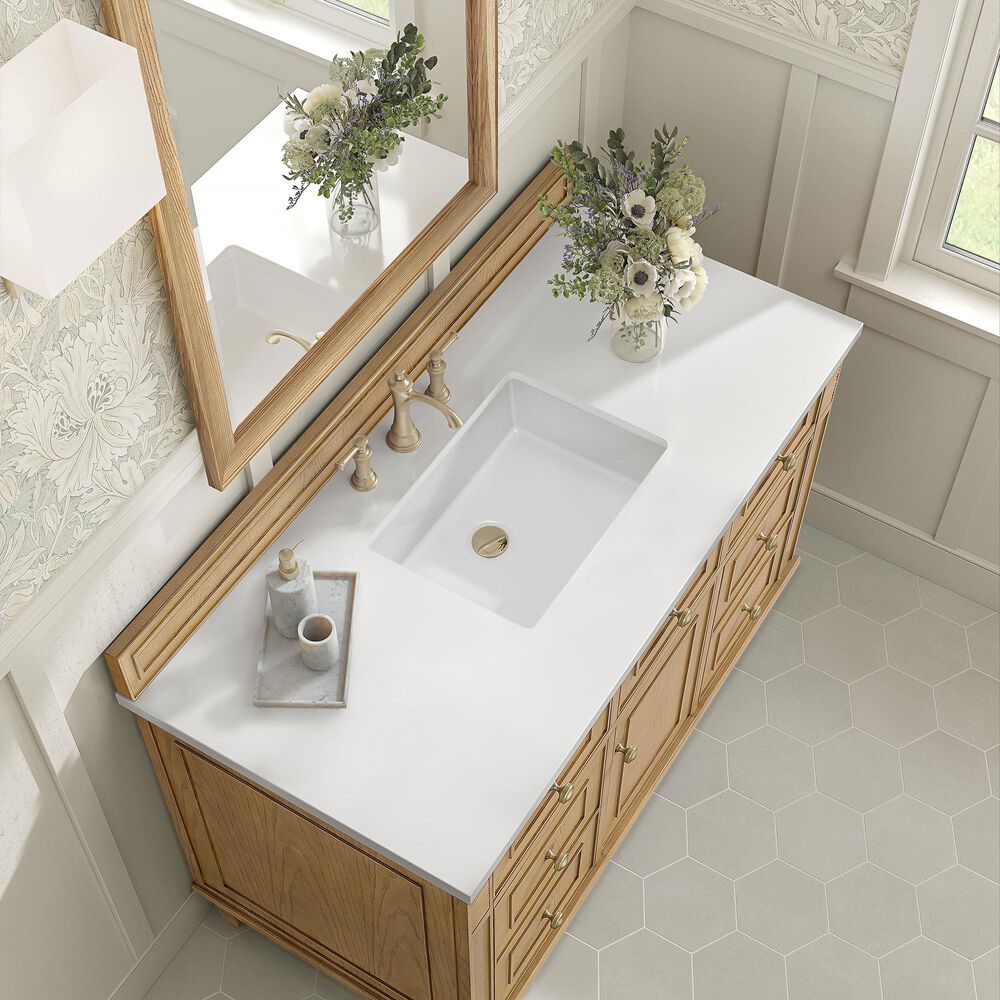 James Martin Vanities Lorelai 48&quot; Single Vanity in Light Natural Oak with 3 cm White Zeus Quartz Top, , large
