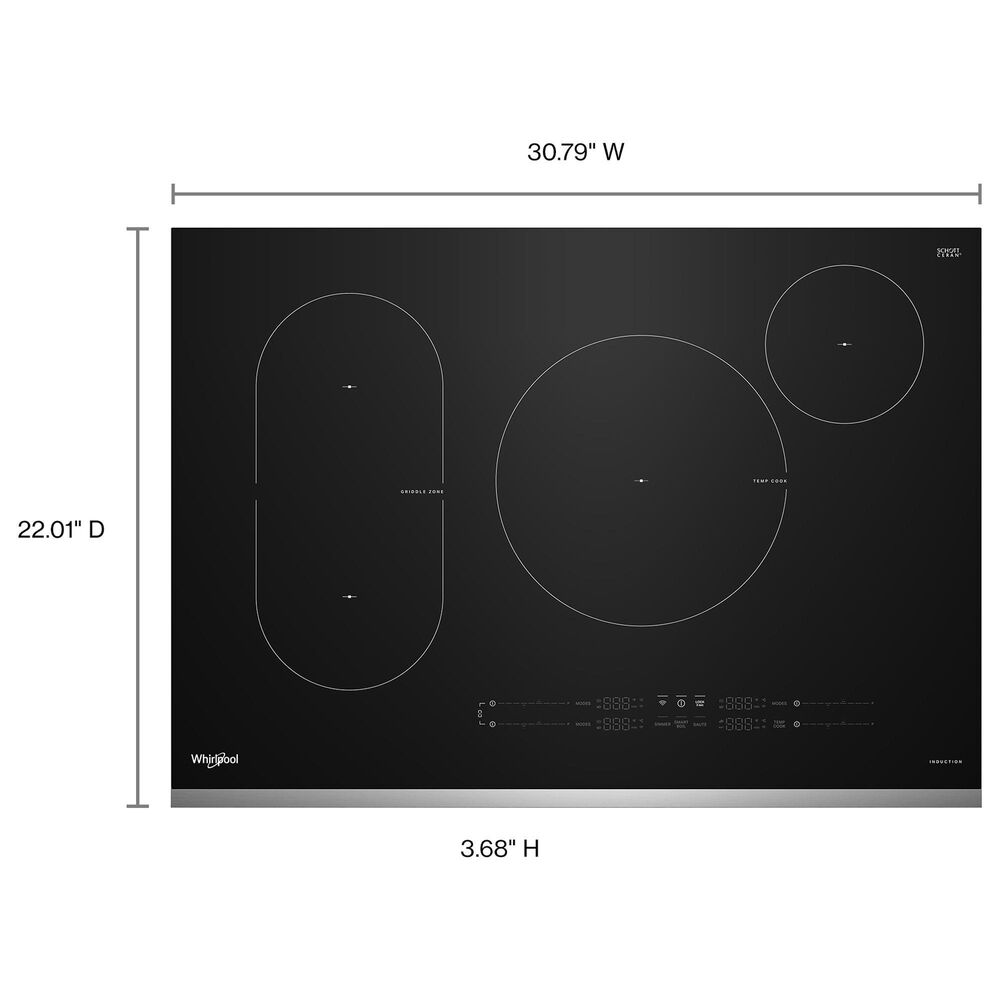 Whirlpool 30" Intelligent Induction Cooktop with Temp Cook Technology in Black and Stainless Steel, , large