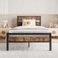 Hearth and Haven Twin Platform Bed with Metal Slats Support in Black and Brown, , large