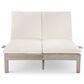 HOMLUX Patio 2-Person Chaise Lounge with Folding Side Tables and Gray Frame in Beige, , large