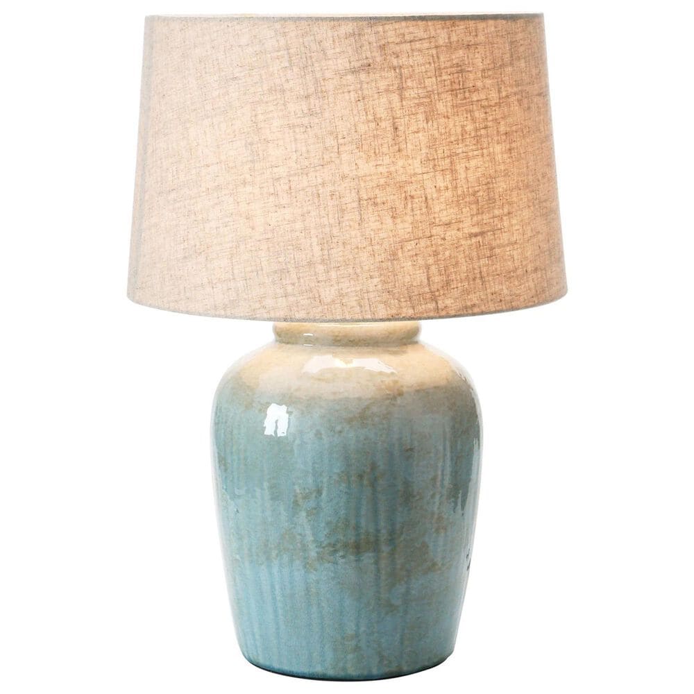 Teak Interiors Shoreline Stoneware Table Lamp in Aqua, , large