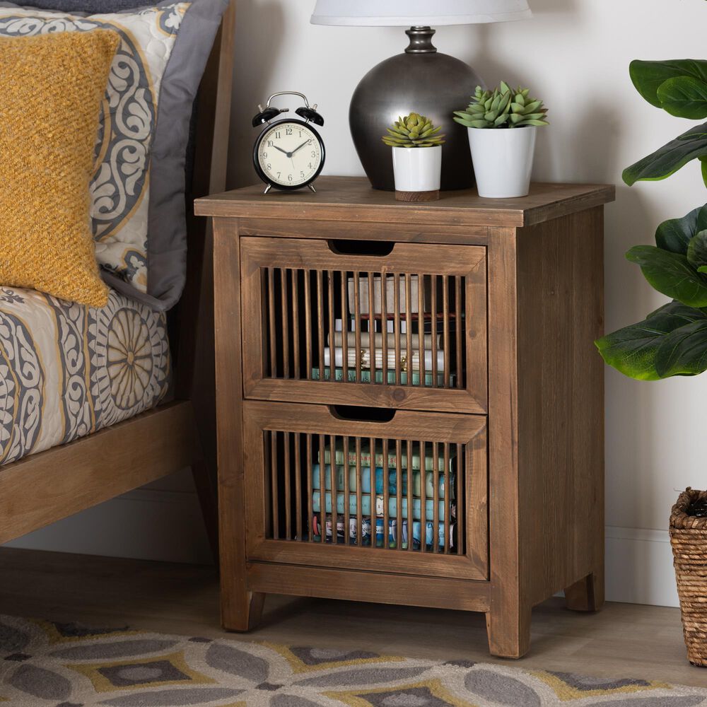 Baxton Studio Clement 2-Drawer End Table in Medium Oak, , large