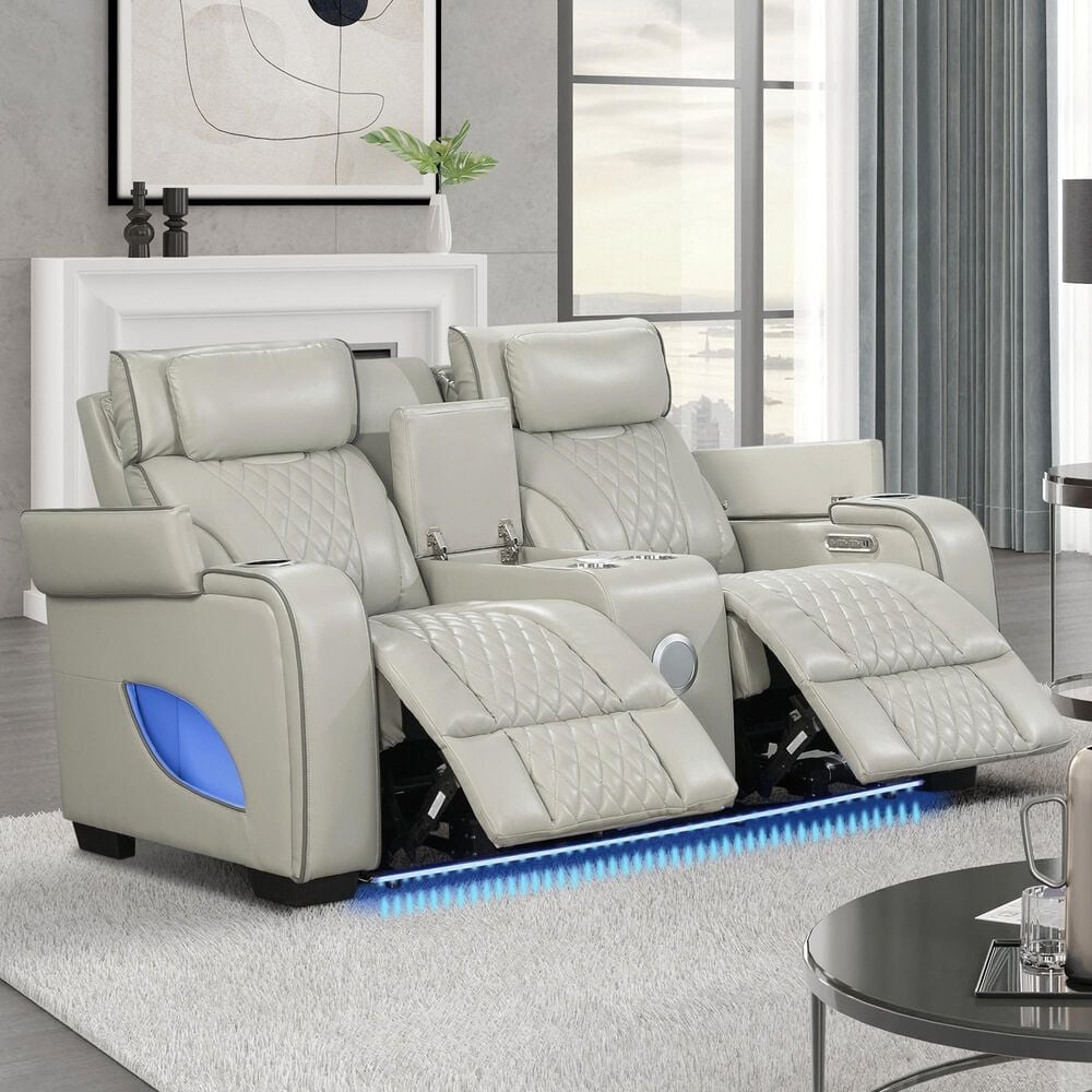 Titanic Furniture All Star Power Reclining Loveseat with Power Headrest in Gray, , large