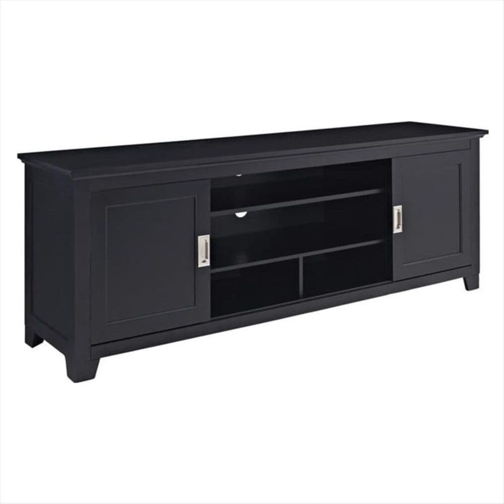 Walker Edison 70" TV Stand with Sliding Doors in Black, , large