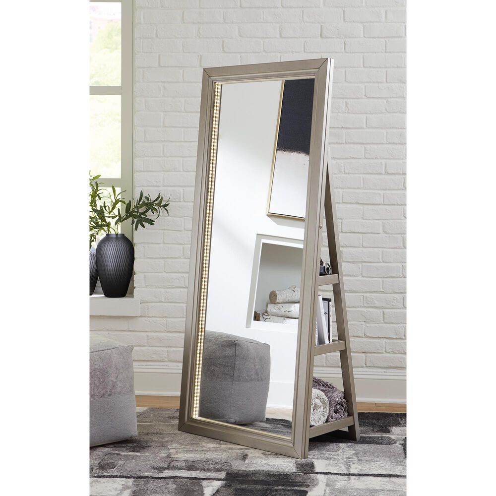 Ashley Evesen Floor Standing Mirror in Satin Silver, , large