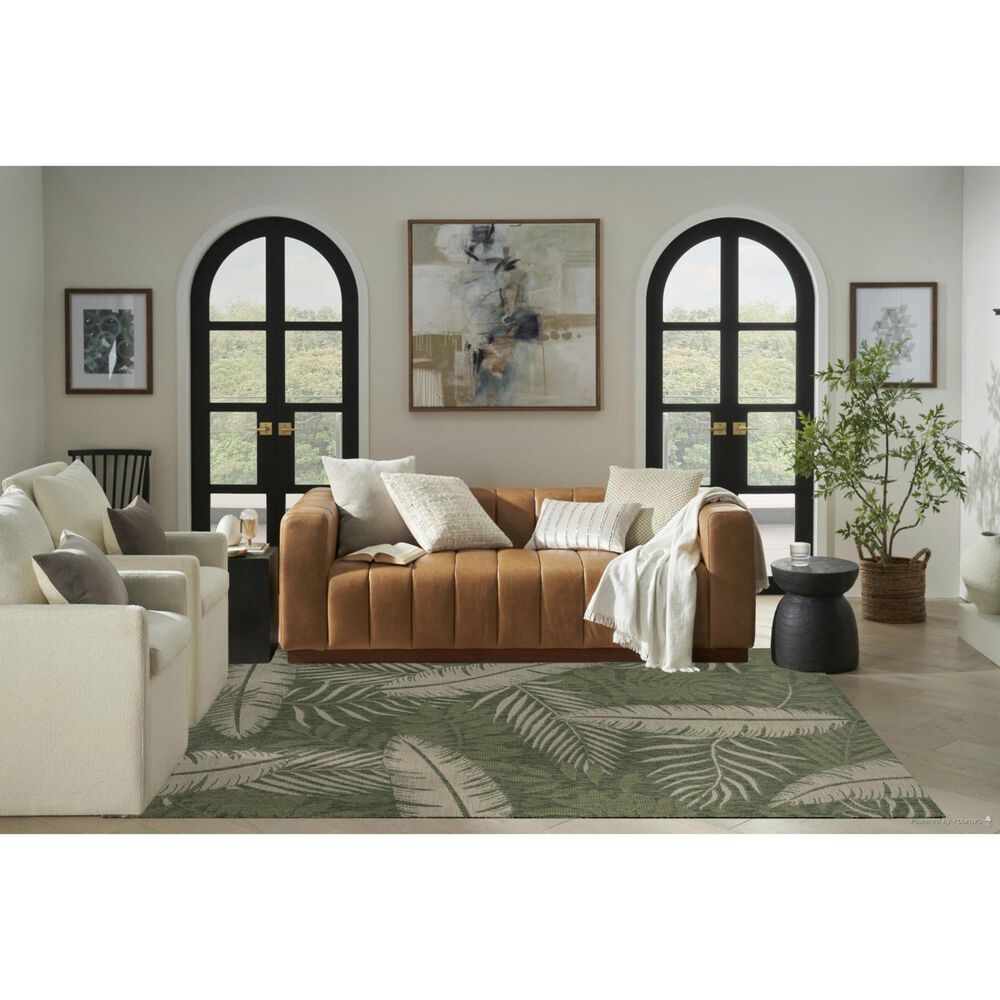 Nourison Garden Oasis GOA02 Green and Ivory 6&#39; x 9&#39; Indoor/Outdoor Area Rug, , large
