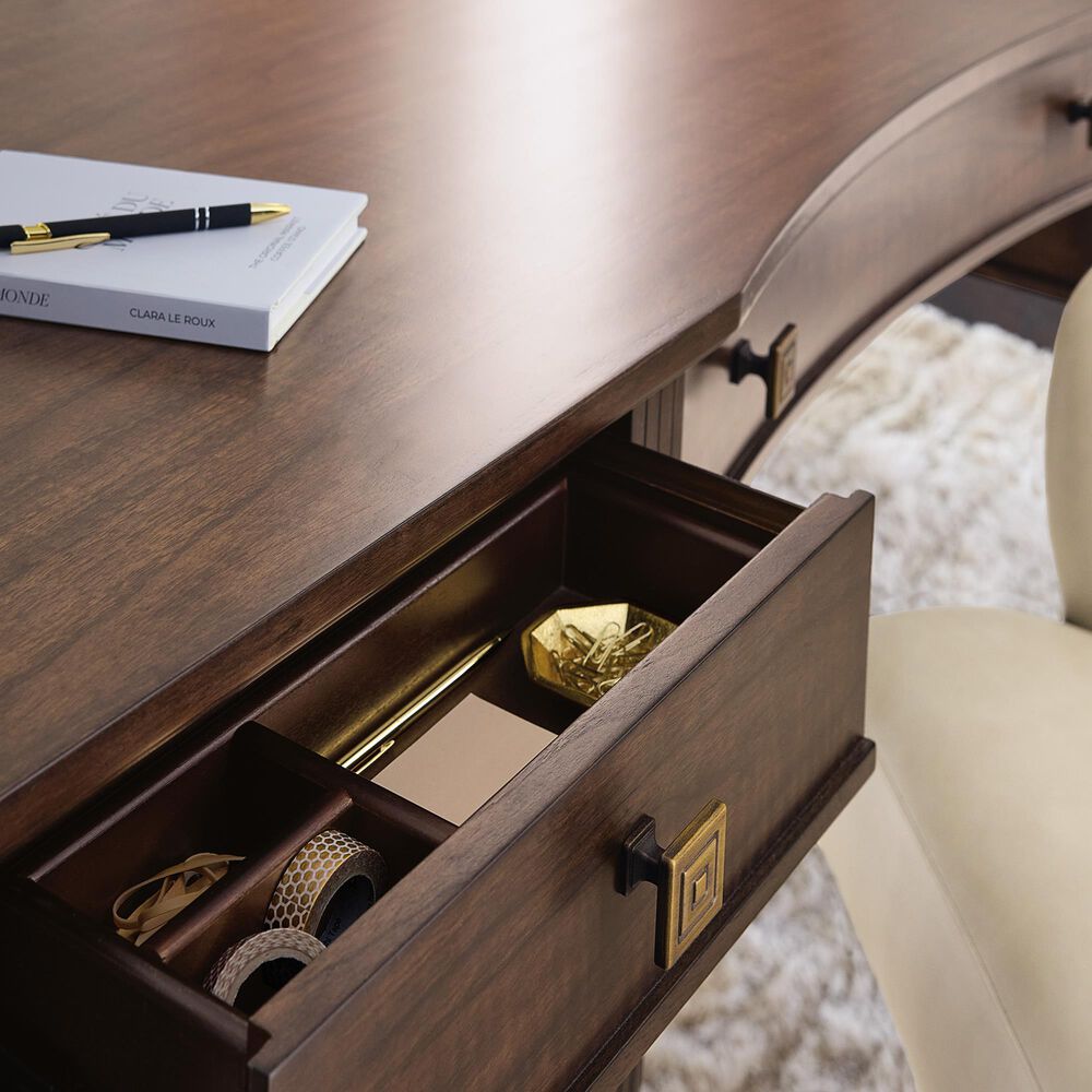 Hooker Furniture Diplomat Writing Desk in Dark Figured Walnut, , large