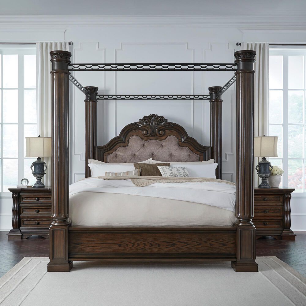 Ashley Maylee King Canopy Bed  in Dark Brown, , large